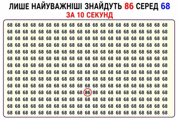 Знайдіть 86 серед 68 за 10 секунд 6 Знайдіть 86 серед 68 за 10 секунд 6